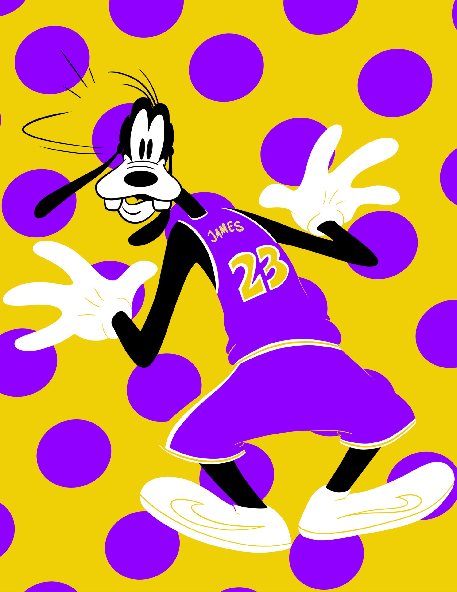 Goofy Pop Art Basketball Print
